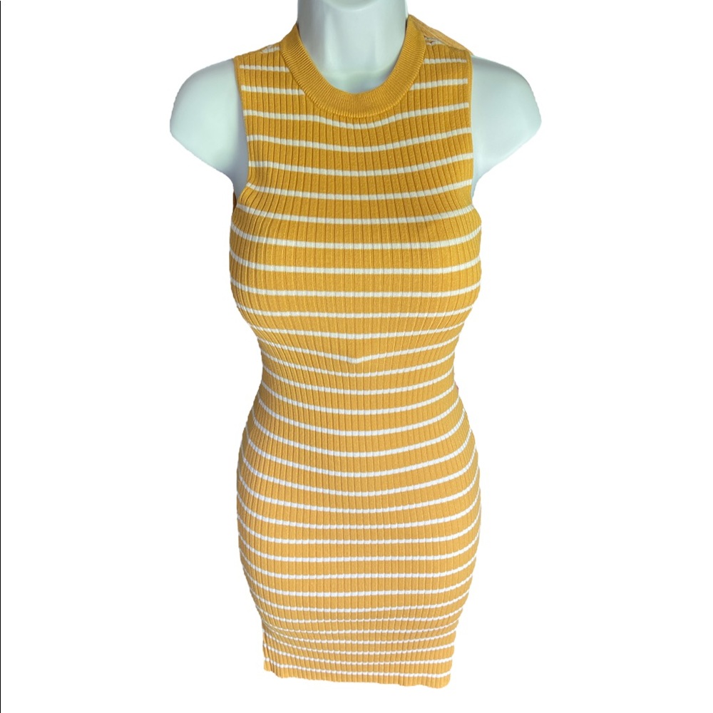 Womens Yellow Striped Dress - SZ M